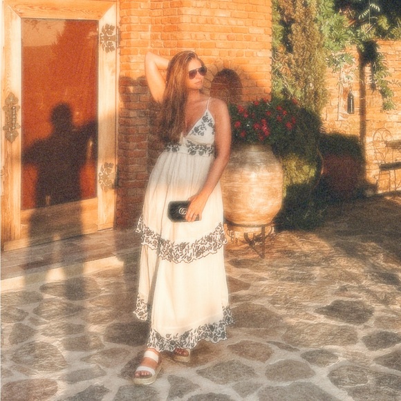 Abercrombie & Fitch Cream Dress with Black Floral Design - Picture 6 of 6